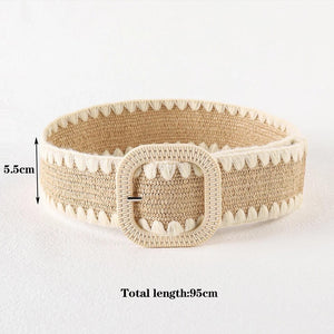 AZTEC CREAM WOVEN BRAIDED PATCHWORK BELT WITH BUCKLE