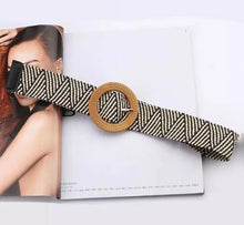 Load image into Gallery viewer, TORI  BLACK &amp; WHITE WOVEN STRETCH BELT
