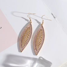 Load image into Gallery viewer, GOLD &amp; PINK SPARKLING LEAF EARRINGS