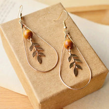 Load image into Gallery viewer, GOLD LEAF WATER DROP EARRINGS