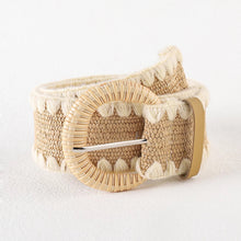 Load image into Gallery viewer, AZTEC CREAM WOVEN BRAIDED PATCHWORK BELT WITH BUCKLE