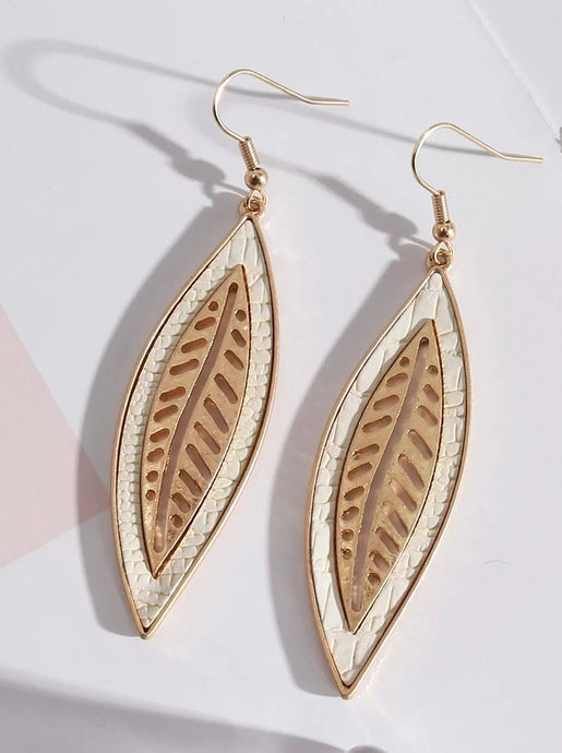 GOLD & WHITE LEAF EARRINGS