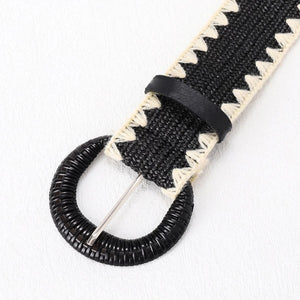 HUSK BLACK WOVEN BRAIDED PATCHWORK BELT WITH BUCKLE