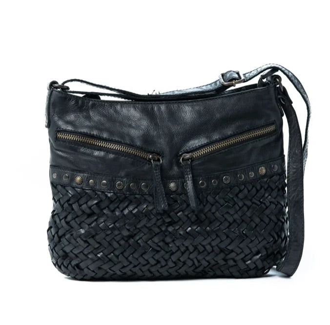 YARA BLACK RUGGED HIDE LEATHER HANDBAG