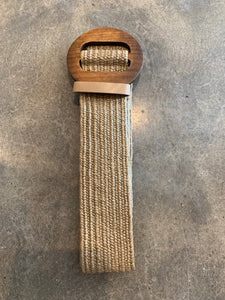 CHIA TAN WOVEN BRAIDED BELT WITH WOODEN BUCKLE