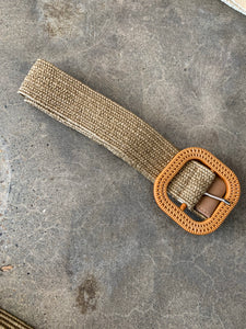 PEPPER TAN WOVEN BRAIDED BELT WITH BUCKLE
